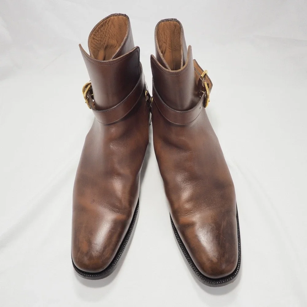 Ralph Lauren Wellington Jodhpur Boots Mens 10.5 Brown Leather Purple Label Italy